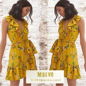 Anthropologie Maeve Strawberry & Floral-Wrap Mini Dress Size S